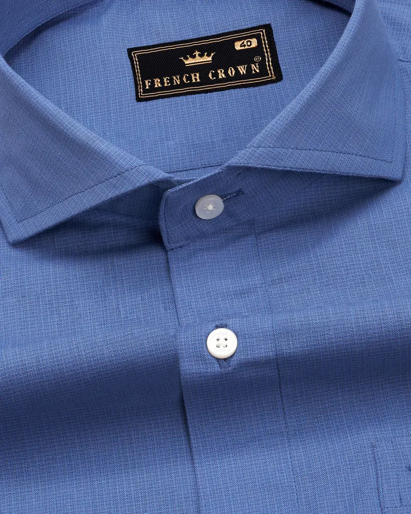 Scampi Blue Dobby Textured Premium Giza Cotton Shirt 1