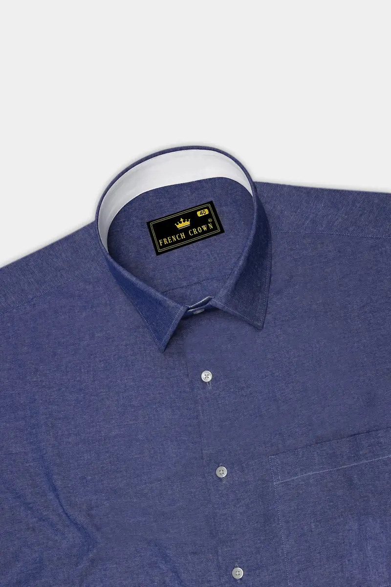 Scampi Blue Luxurious Linen Shirt 5