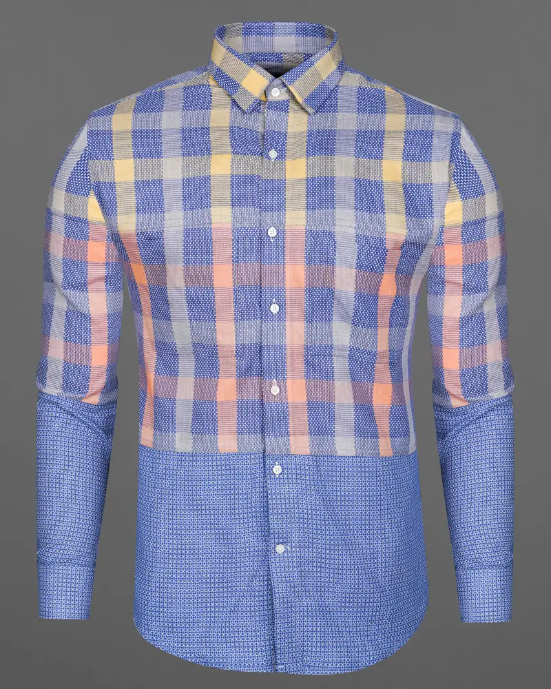 Scampi Blue Plaid Dobby Textured Premium Giza Cotton Designer Shirt 2