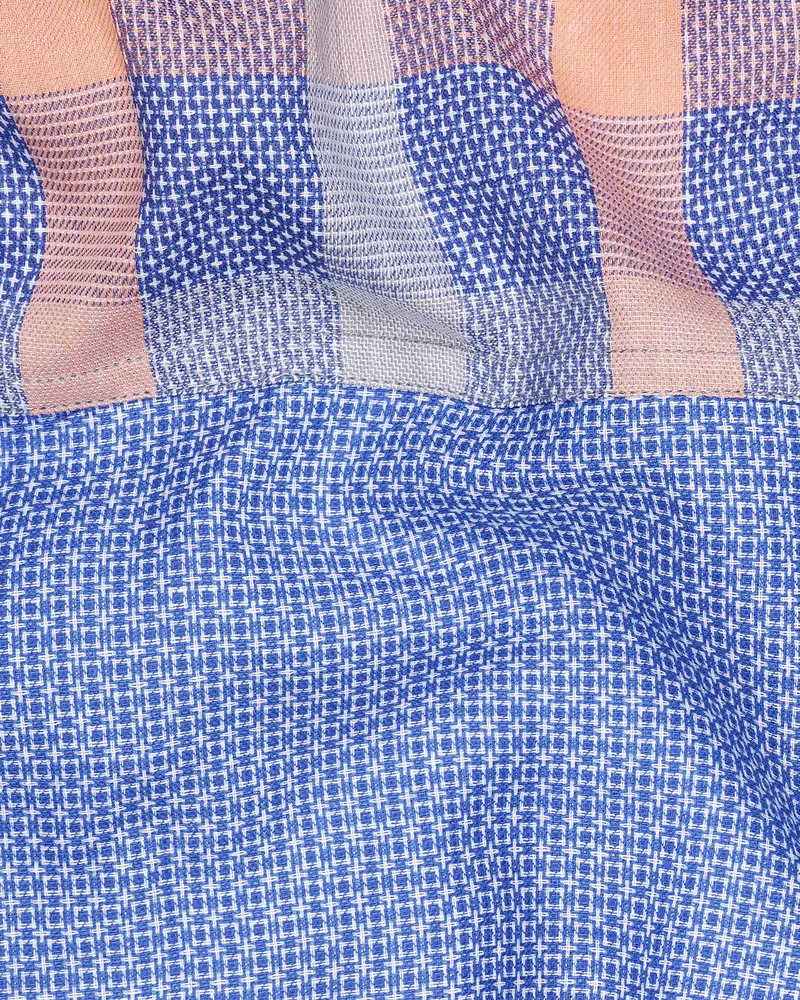 Scampi Blue Plaid Dobby Textured Premium Giza Cotton Designer Shirt 3