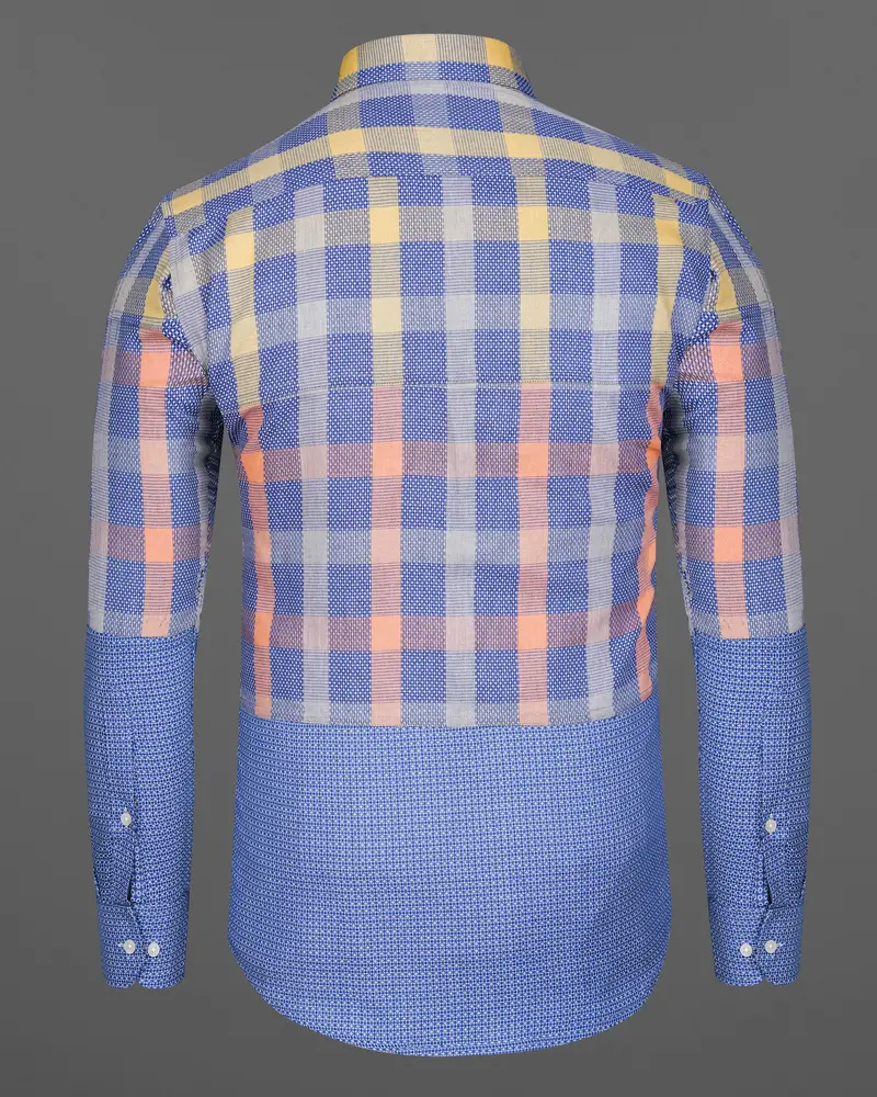 Scampi Blue Plaid Dobby Textured Premium Giza Cotton Designer Shirt 6