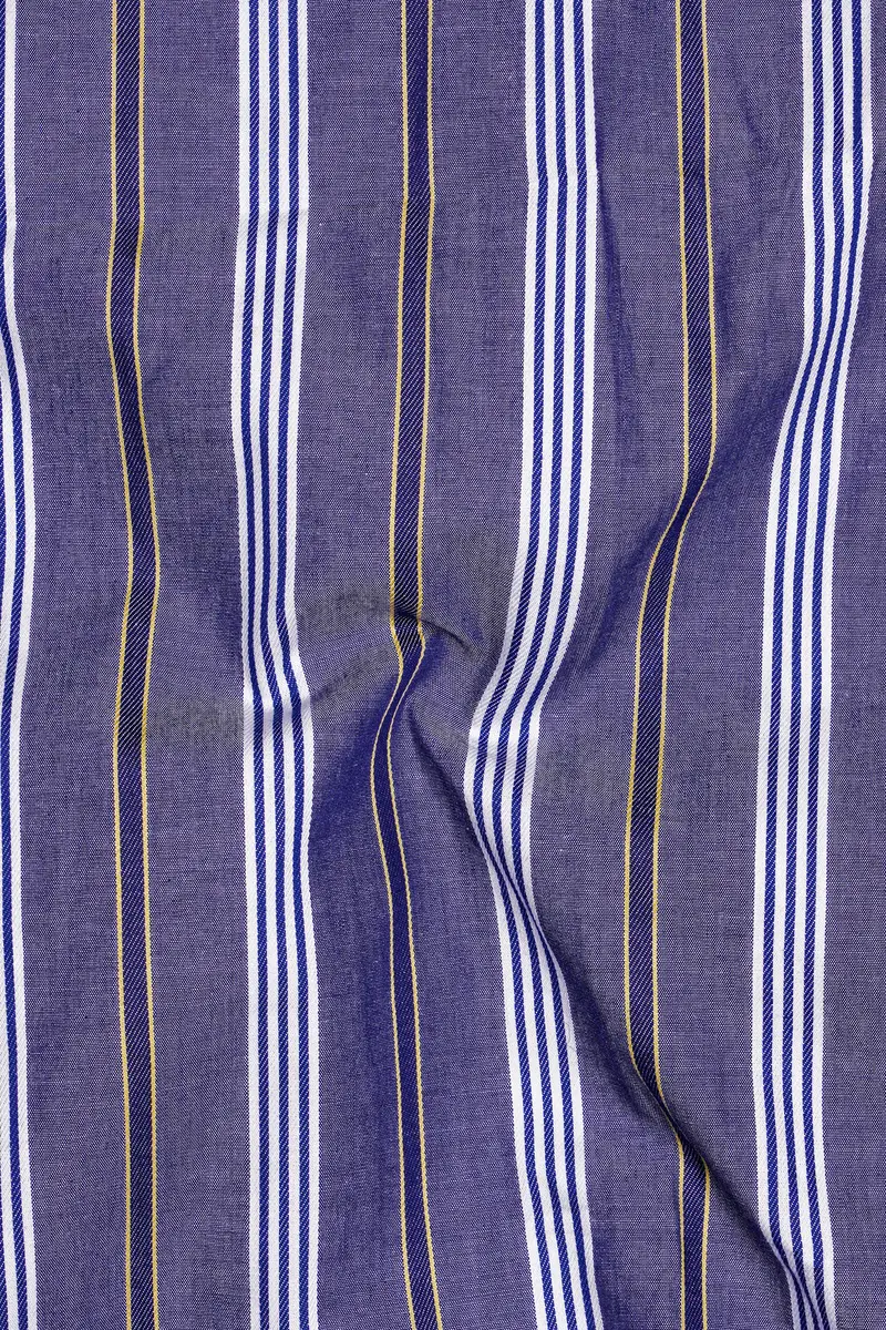 Scampi Blue Striped Dobby Textured Premium Giza Cotton Shirt 3