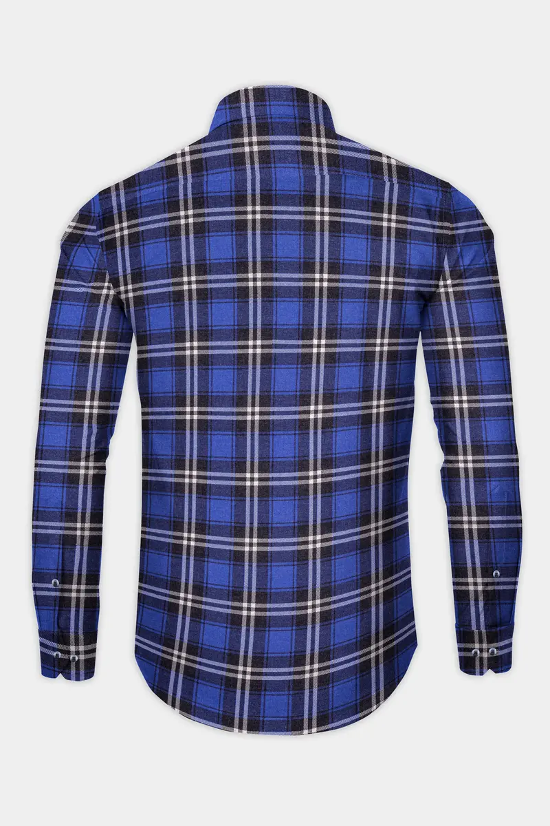 Scampi Blue Twill Plaid Premium Cotton Shirt 5