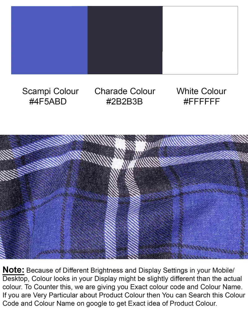 Scampi Blue Twill Plaid Premium Cotton Shirt 8