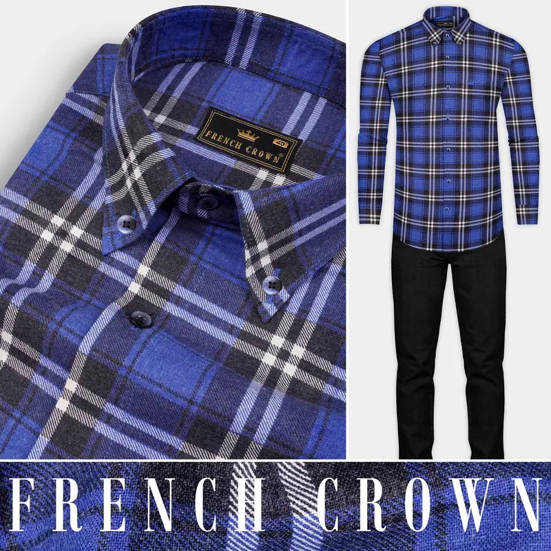 Scampi Blue Twill Plaid Premium Cotton Shirt 9