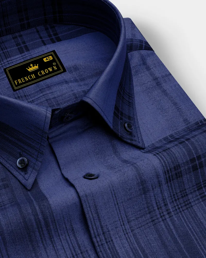 Scampi Blue With Black Premium Cotton Shirt 1