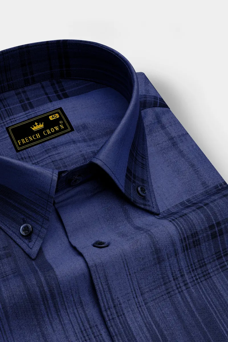 Scampi Blue With Black Premium Cotton Shirt 2