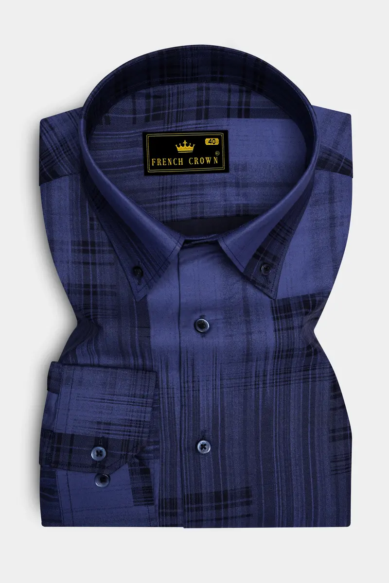 Scampi Blue With Black Premium Cotton Shirt 4