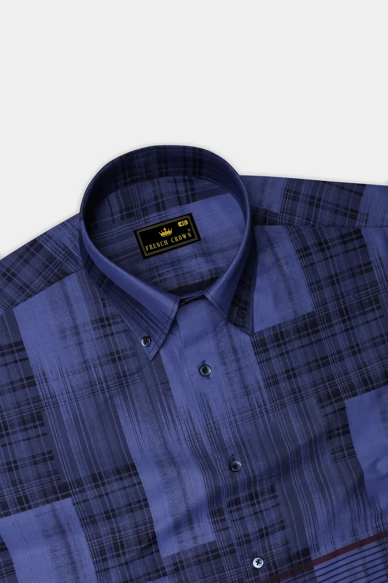 Scampi Blue With Black Premium Cotton Shirt 5
