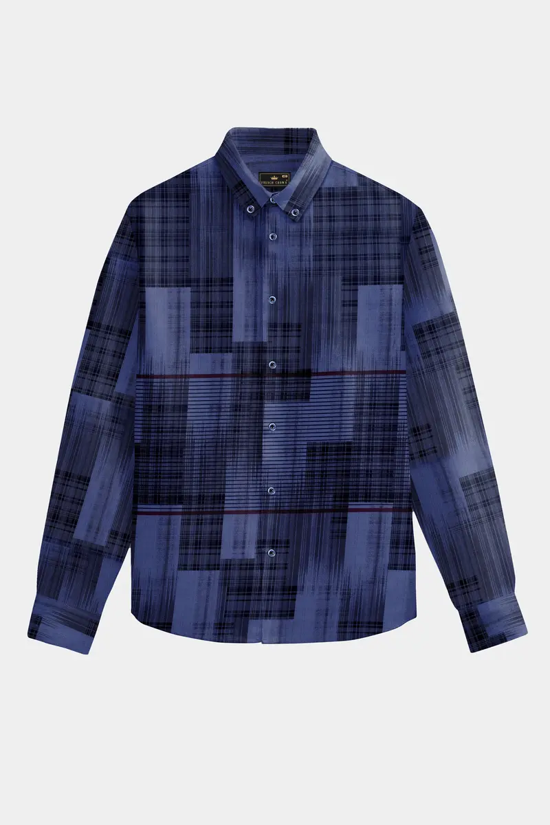 Scampi Blue With Black Premium Cotton Shirt 6