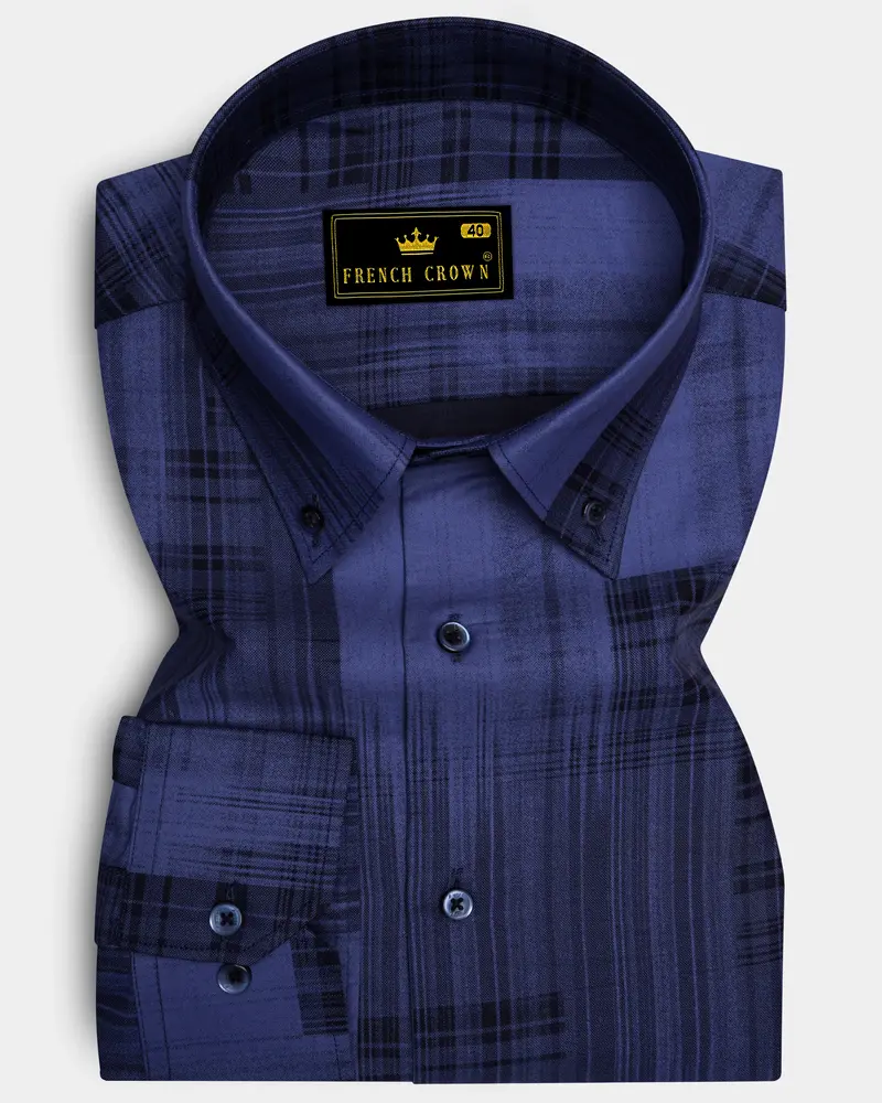 Scampi Blue With Black Premium Cotton Shirt 8