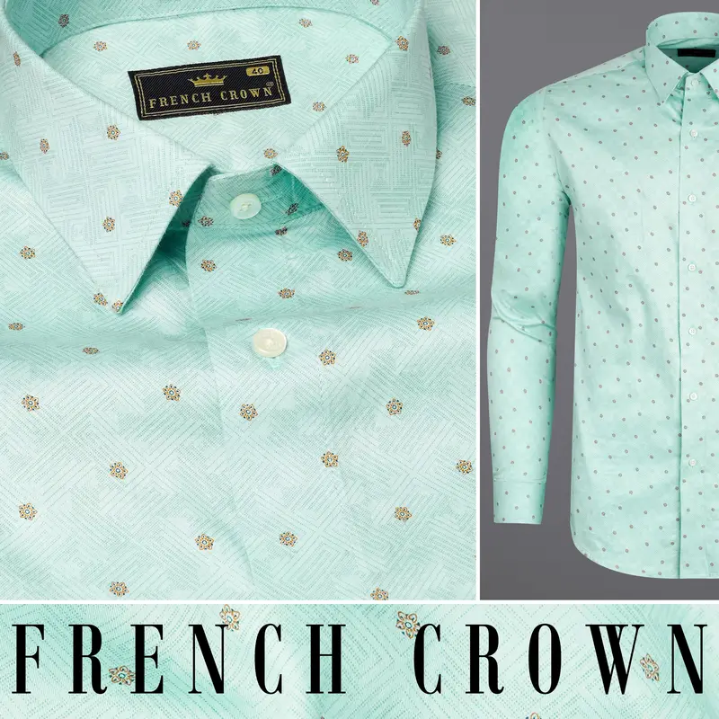 Scandal Green Fret Printed Super Soft Premium Cotton Shirt 10