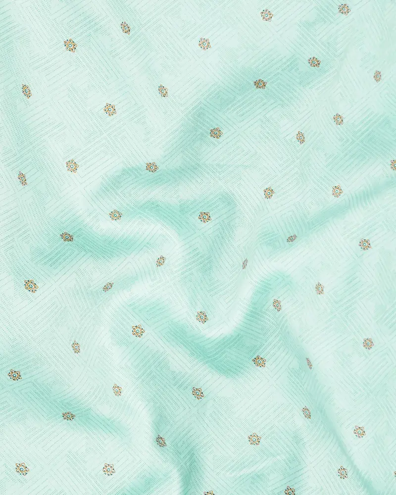 Scandal Green Fret Printed Super Soft Premium Cotton Shirt 2