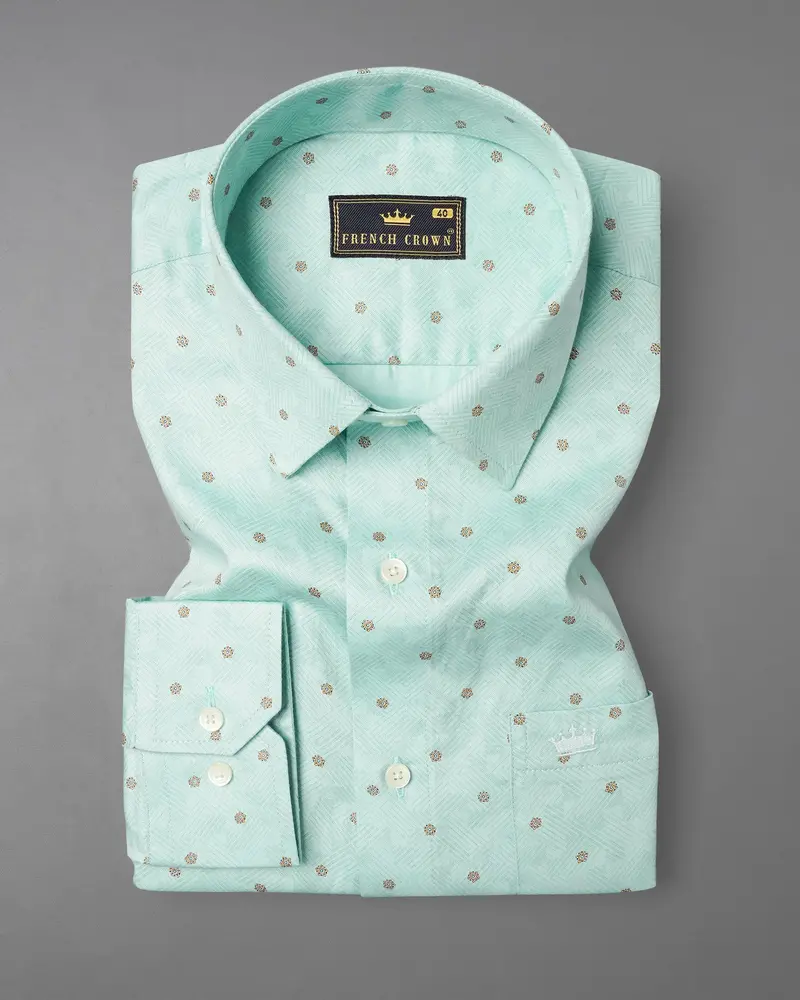 Scandal Green Fret Printed Super Soft Premium Cotton Shirt 3