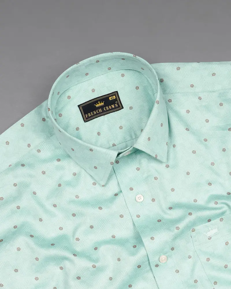 Scandal Green Fret Printed Super Soft Premium Cotton Shirt 4