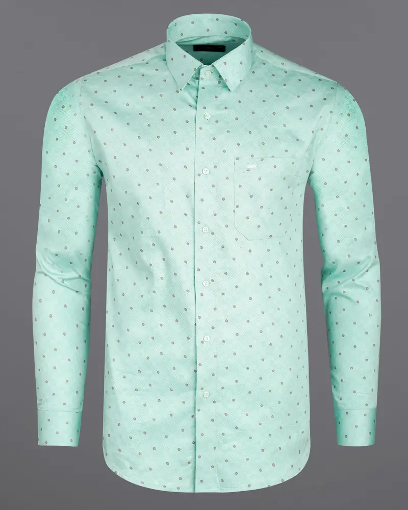 Scandal Green Fret Printed Super Soft Premium Cotton Shirt 5