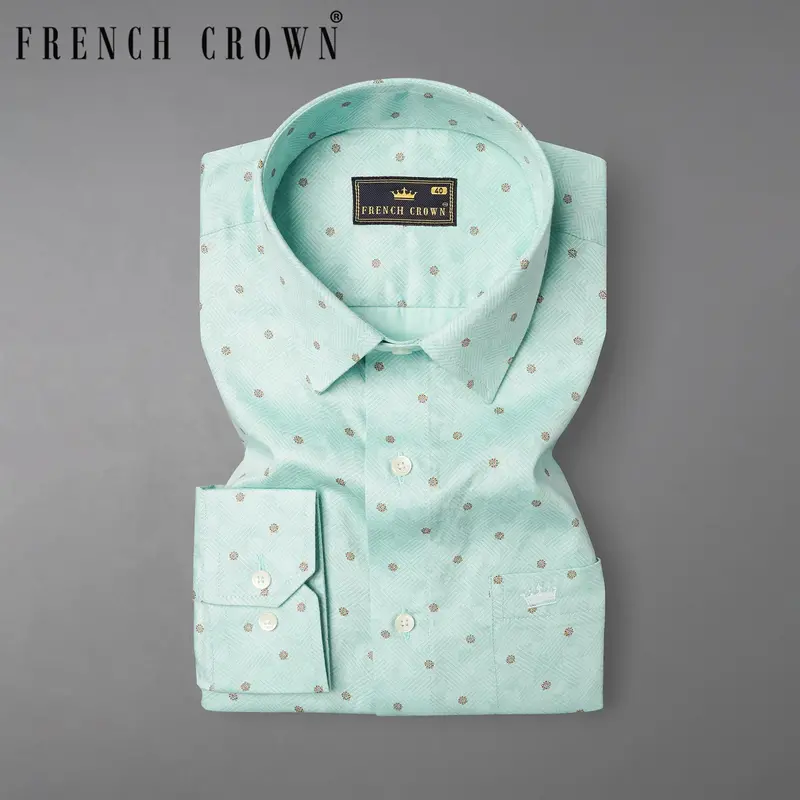 Scandal Green Fret Printed Super Soft Premium Cotton Shirt 7