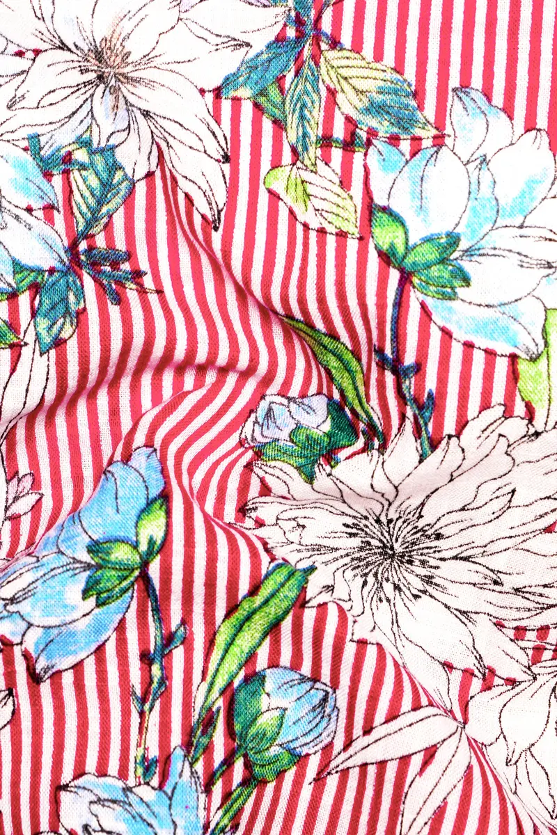 Scarlet Garden-Rudy Red And White Floral Printed Lightweight Premium Cotton Casual Shirt 3