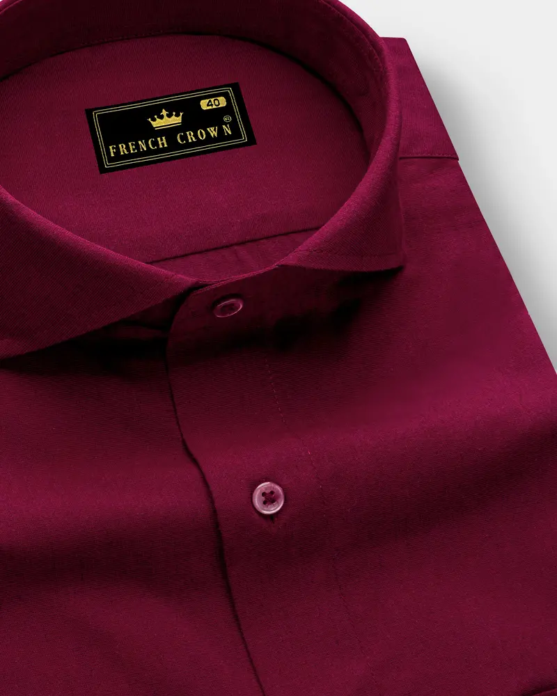 Scarlet Red Chambray Textured Premium Cotton Shirt 1