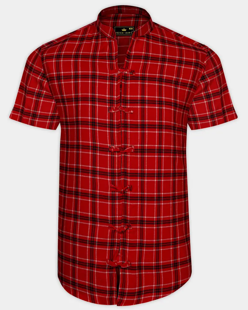 Scarlet Red Plaid Flannel Designer Shirt 1