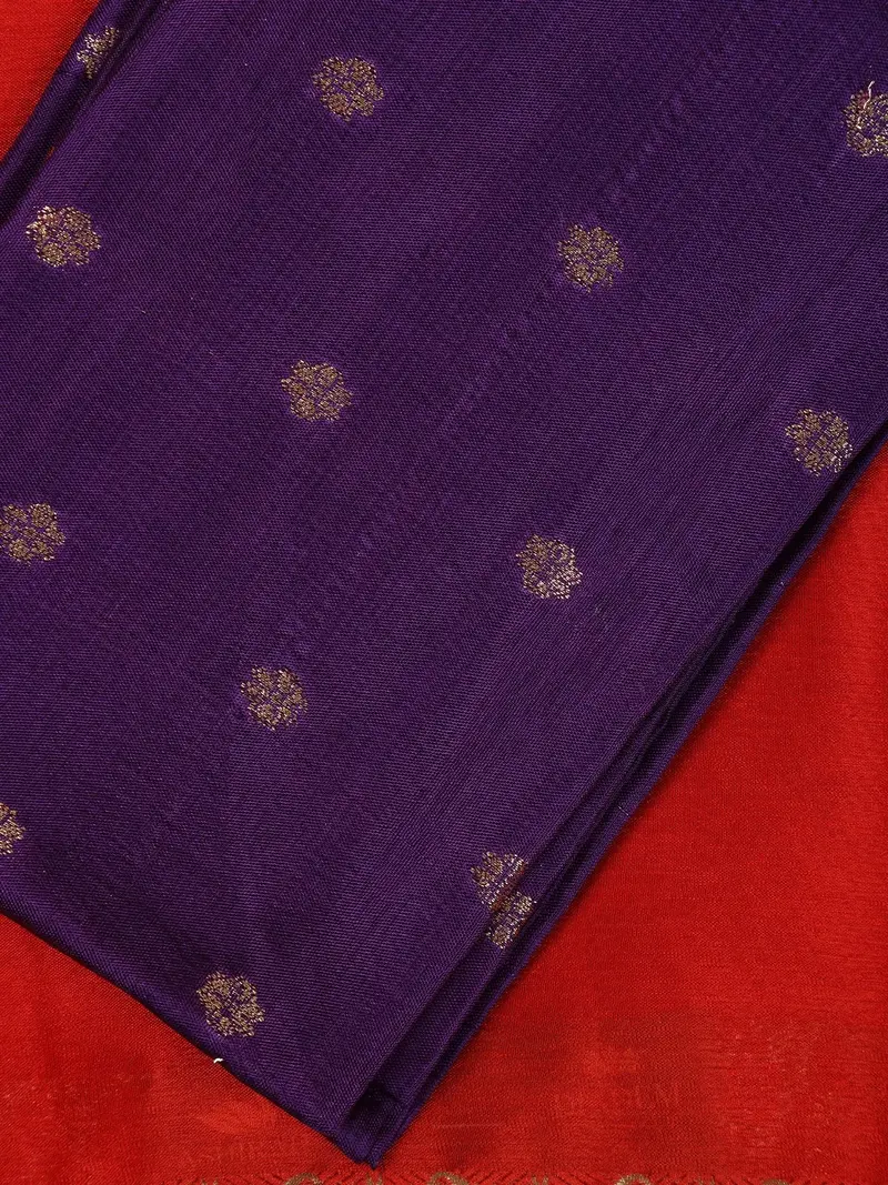Scarlet Red With Gold Zari Paisley Border Mysore Silk Saree 2