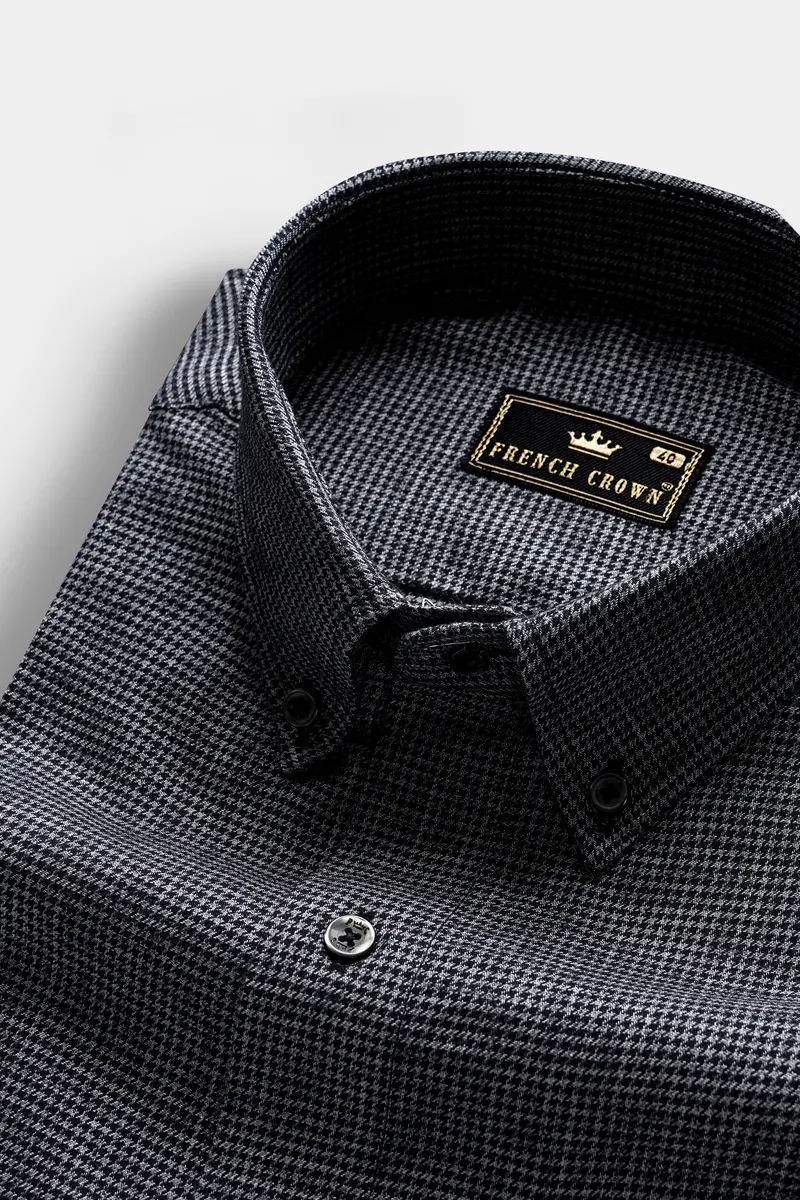 Scarpa Black Houndstooth Premium Cotton Shirt 1