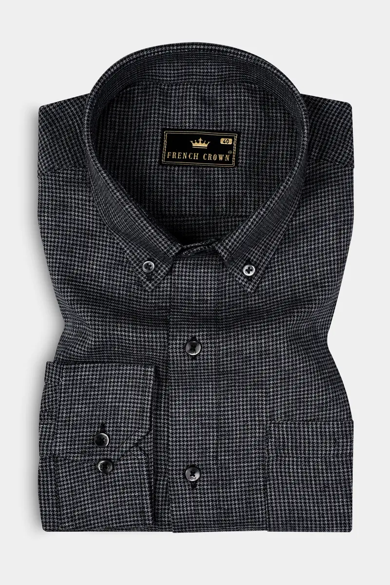 Scarpa Black Houndstooth Premium Cotton Shirt 3