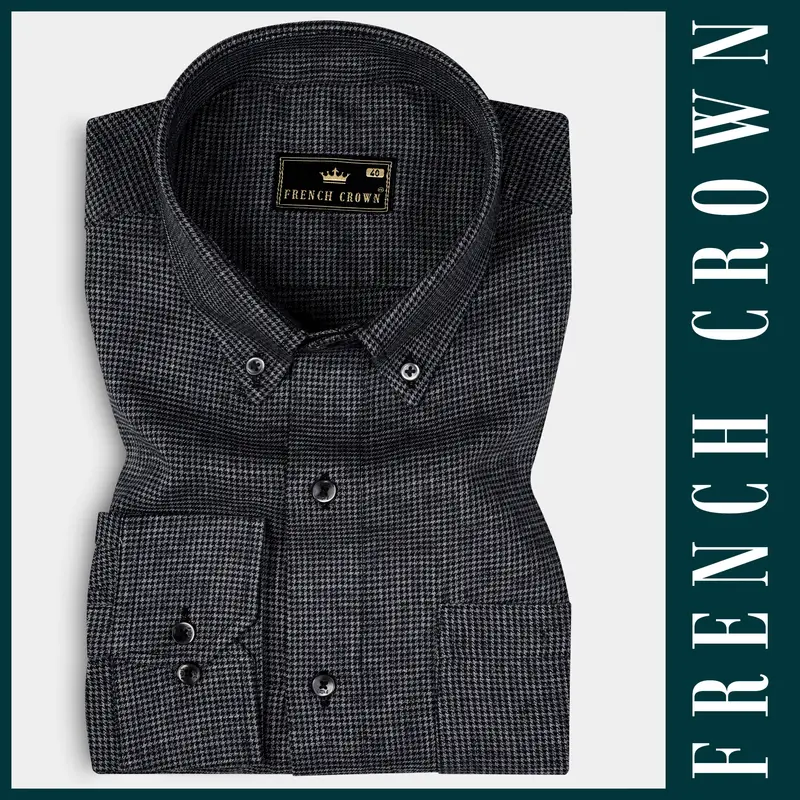 Scarpa Black Houndstooth Premium Cotton Shirt 6