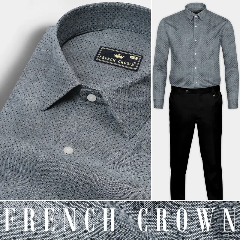 Scarpa Flow Gray Dobby Textured Premium Giza Cotton Shirt 10