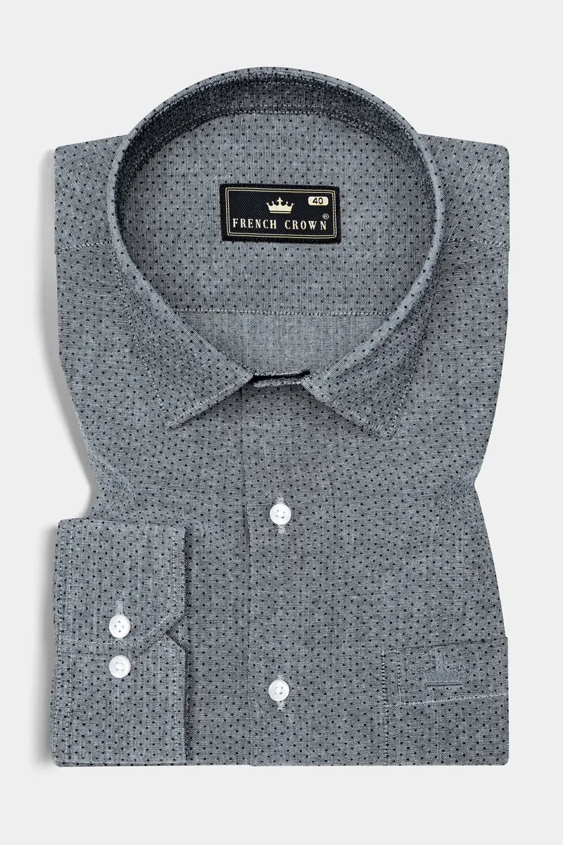 Scarpa Flow Gray Dobby Textured Premium Giza Cotton Shirt 3
