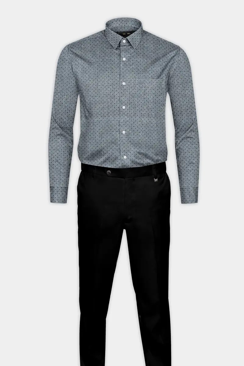 Scarpa Flow Gray Dobby Textured Premium Giza Cotton Shirt 6