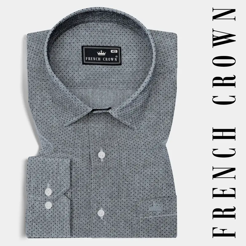 Scarpa Flow Gray Dobby Textured Premium Giza Cotton Shirt 7