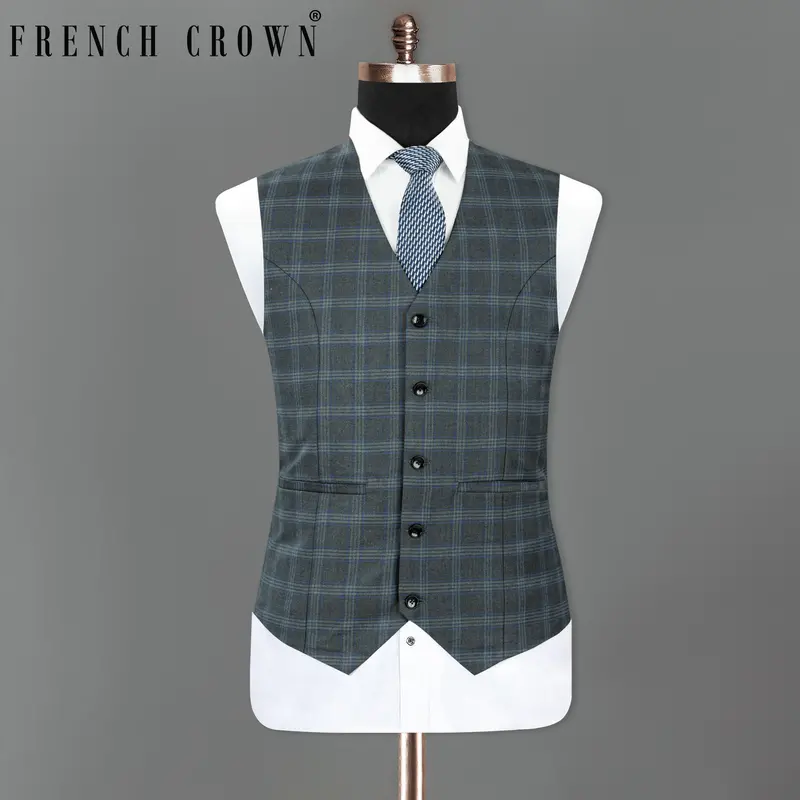 Scarpa Flow Gray Windowpane Wool Rich Waistcoat 1