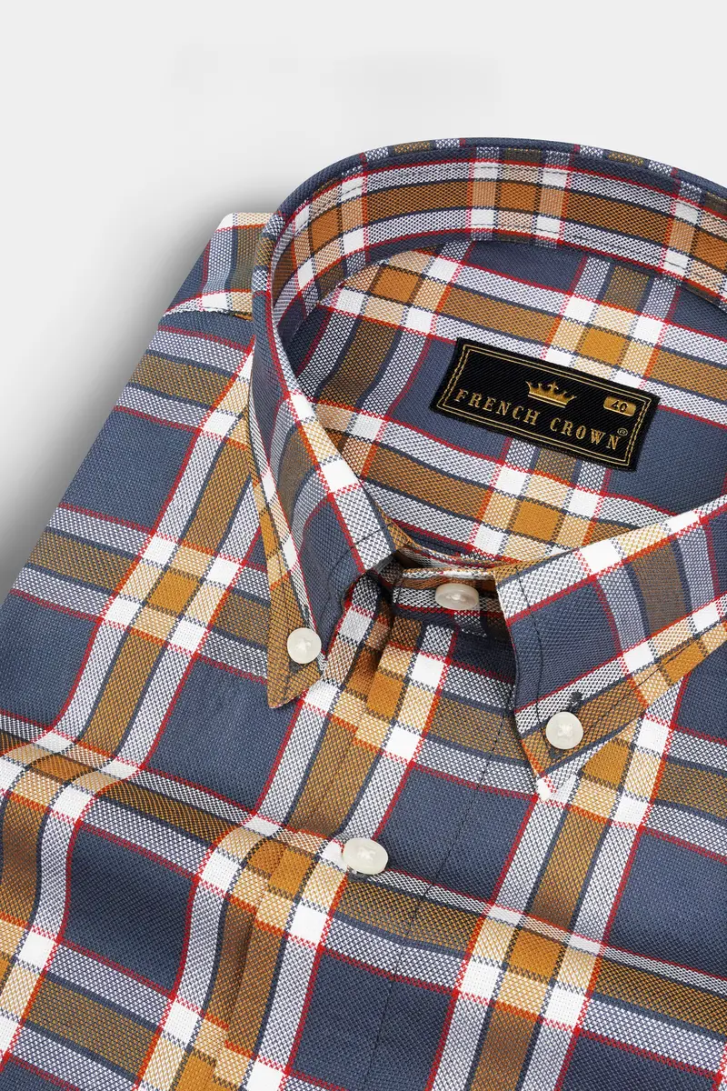 Scarpa Flow Grey And Di Serria Plaid Dobby Textured Premium Giza Cotton Shirt 1