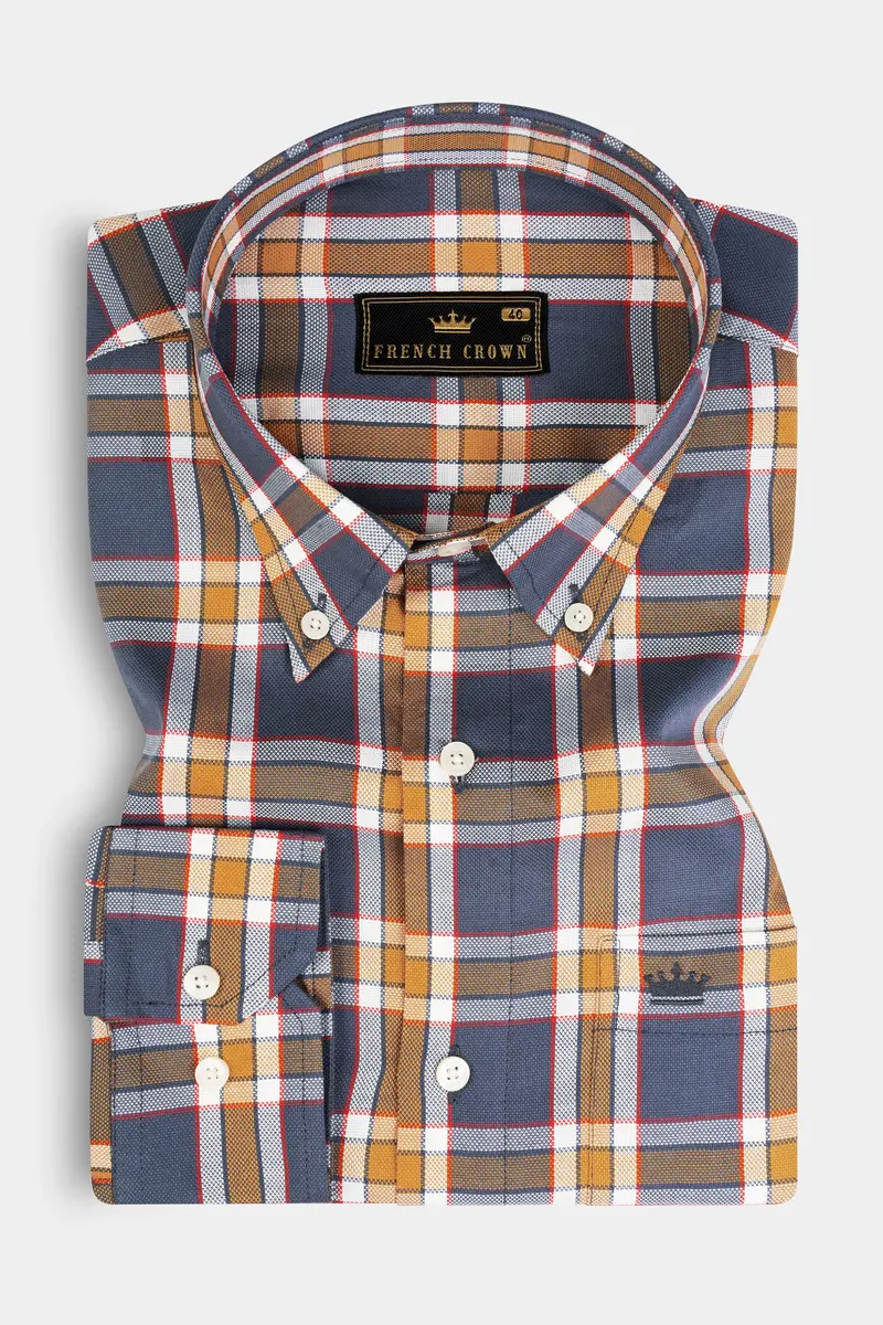 Scarpa Flow Grey And Di Serria Plaid Dobby Textured Premium Giza Cotton Shirt 3