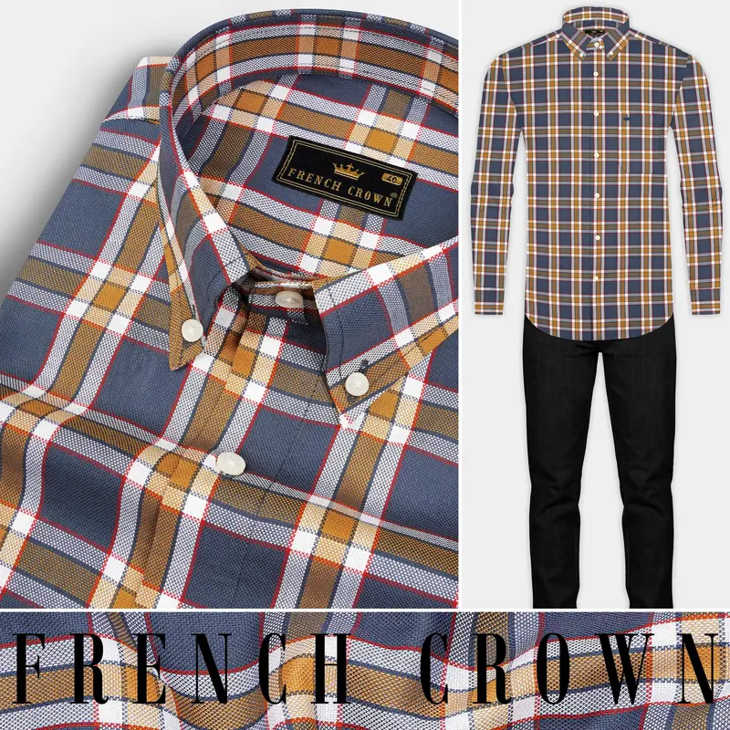 Scarpa Flow Grey And Di Serria Plaid Dobby Textured Premium Giza Cotton Shirt 8