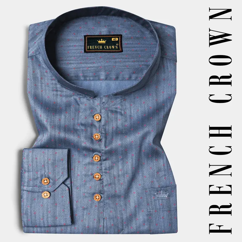 Scarpa Flow Grey With Red Circles Printed Super Soft Premium Cotton Kurta Shirt 1