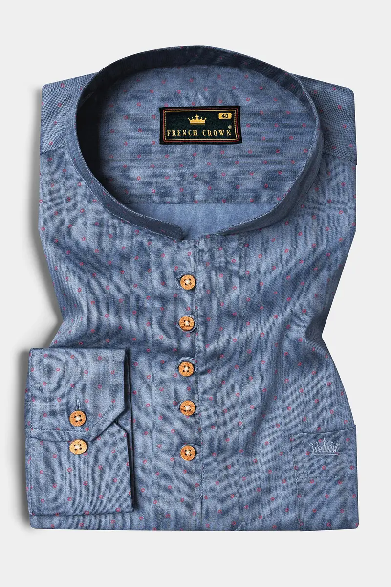 Scarpa Flow Grey With Red Circles Printed Super Soft Premium Cotton Kurta Shirt 2