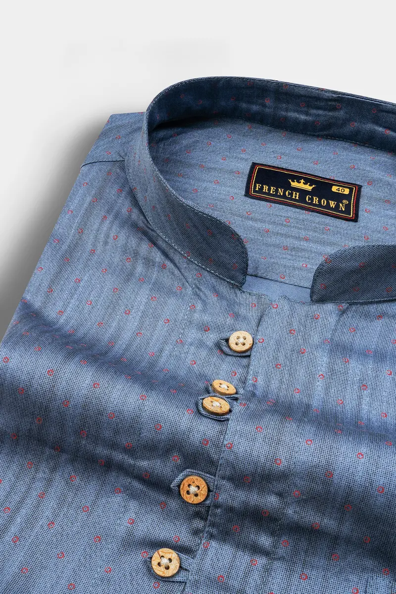 Scarpa Flow Grey With Red Circles Printed Super Soft Premium Cotton Kurta Shirt 4