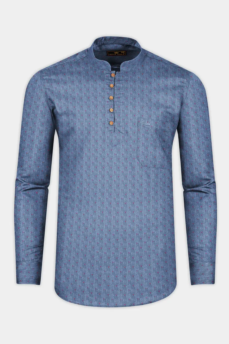Scarpa Flow Grey With Red Circles Printed Super Soft Premium Cotton Kurta Shirt 5