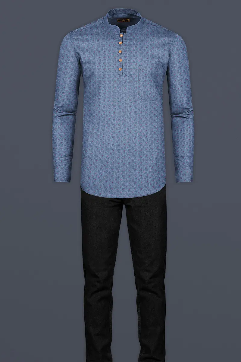 Scarpa Flow Grey With Red Circles Printed Super Soft Premium Cotton Kurta Shirt 7