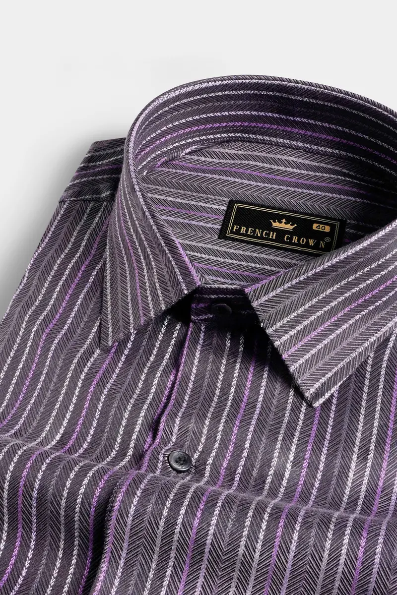 Scarpa Flow Purple Multicolour Striped Dobby Textured Premium Giza Cotton Shirt 1