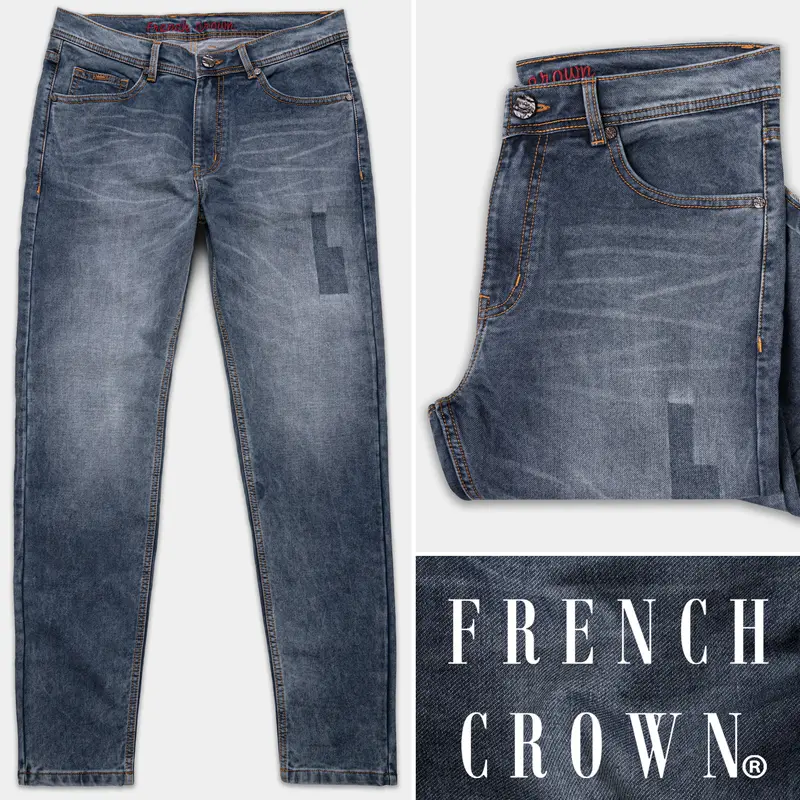 Scarpa Gray Whiskering Wash Stretchable Denim 1