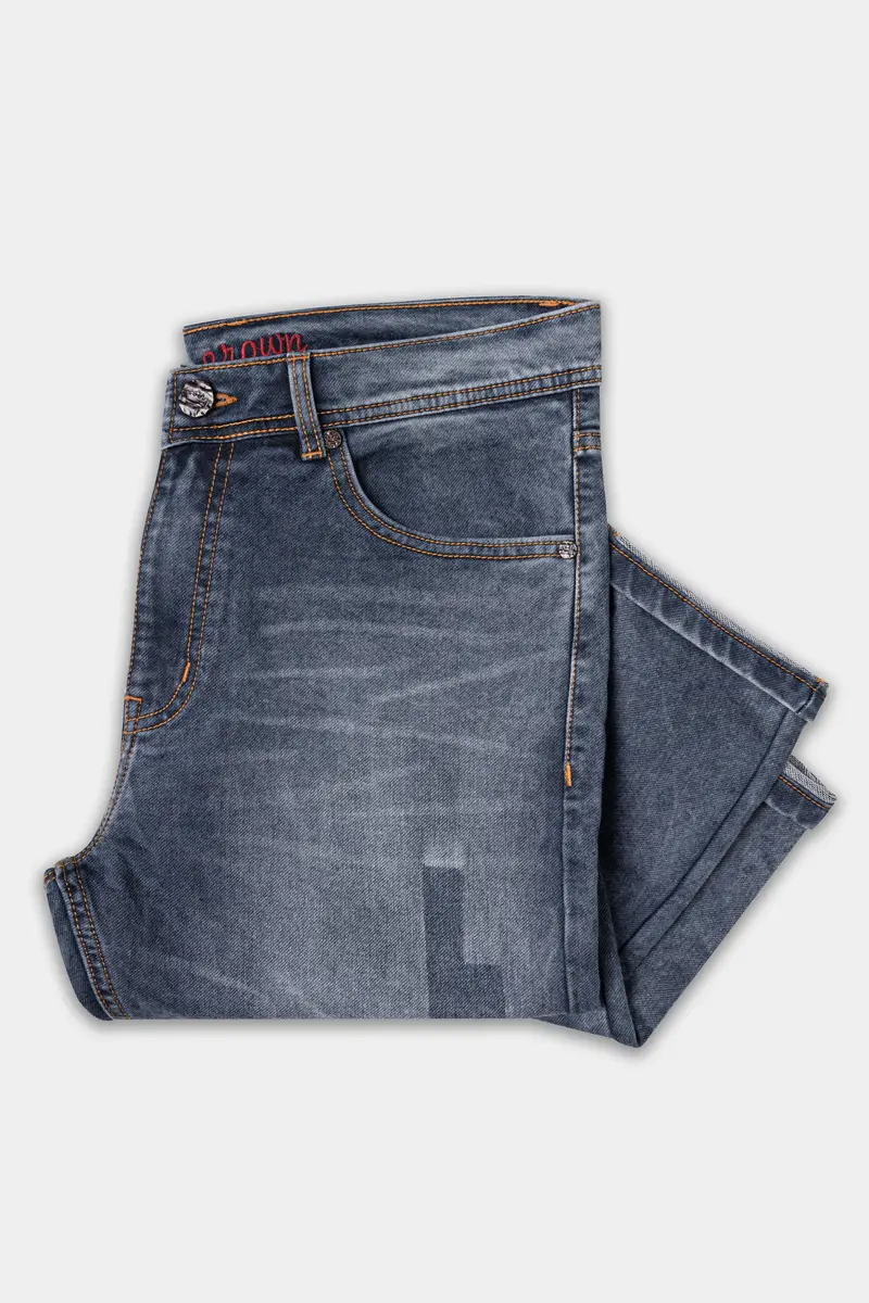 Scarpa Gray Whiskering Wash Stretchable Denim 5