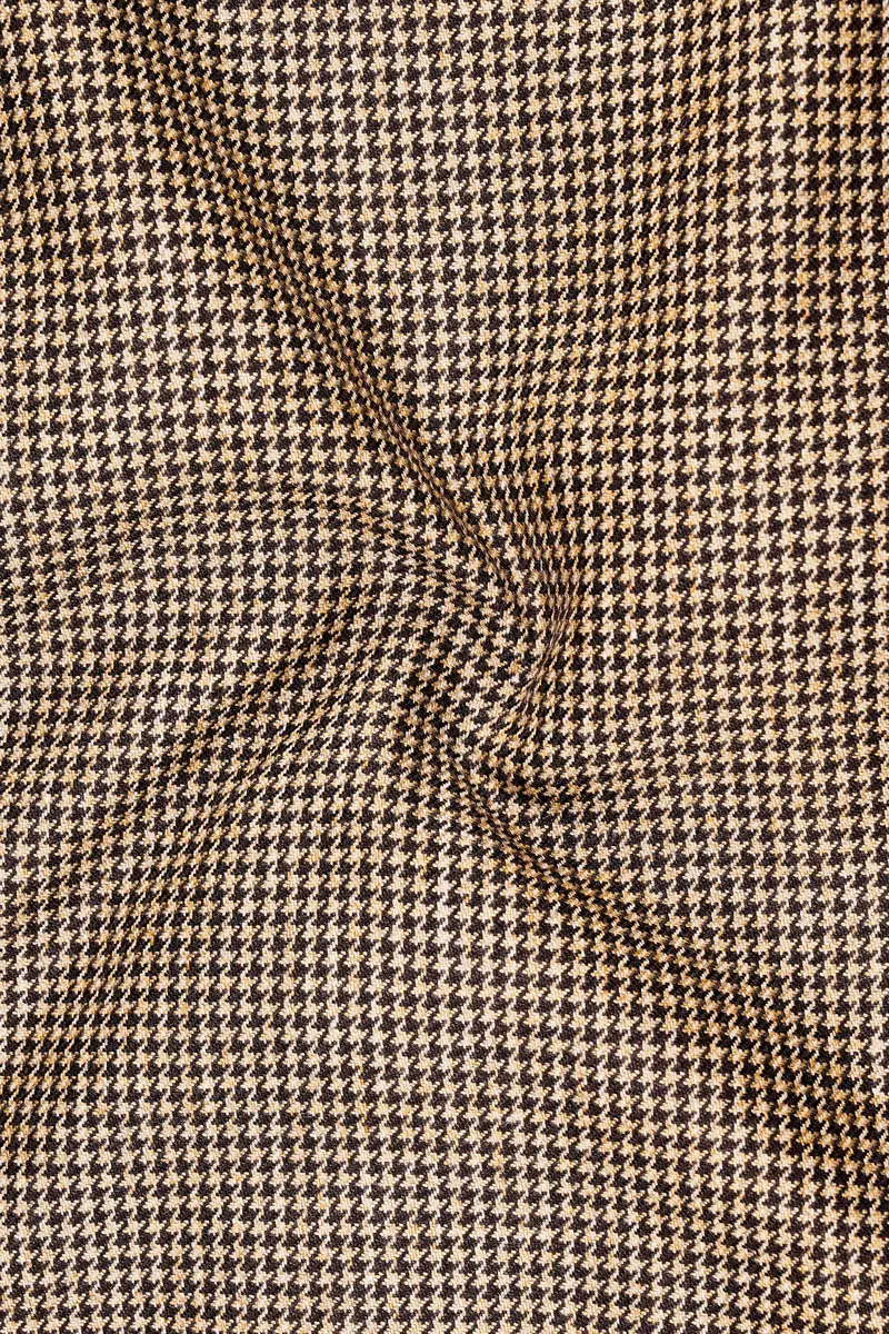 Scholar-Mocha Brown Classic Houndstooth Textured Tweed Waistcoat 3