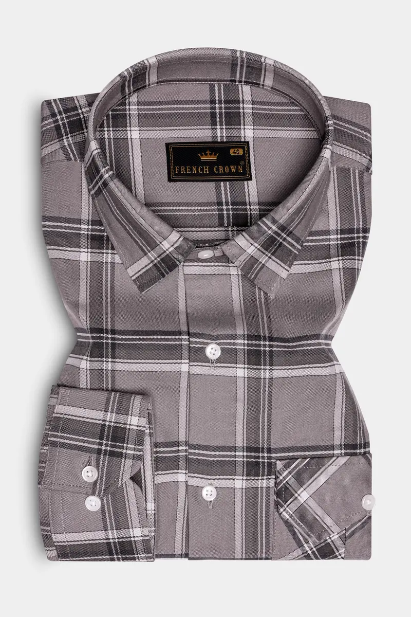 Scorpion Gray Plaid Oxford Premium Cotton Designer Overshirt/Shacket 2
