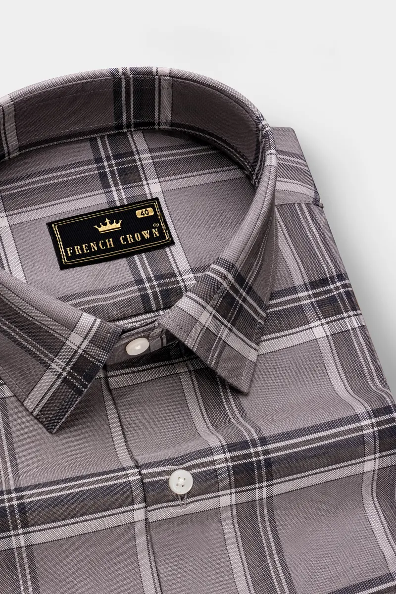 Scorpion Gray Plaid Oxford Premium Cotton Designer Overshirt/Shacket 4