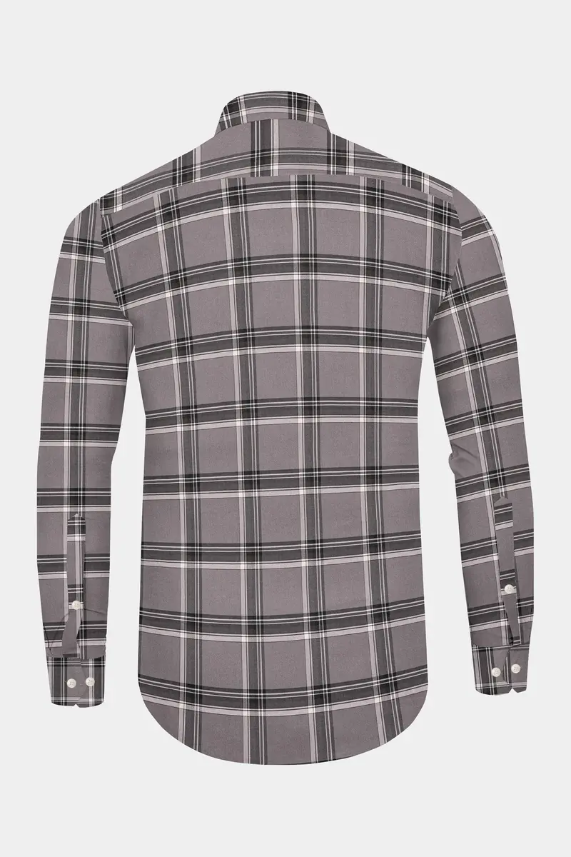 Scorpion Gray Plaid Oxford Premium Cotton Designer Overshirt/Shacket 8