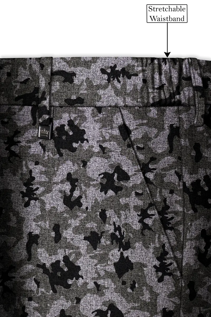 Scorpion Gray With Merlin Black Chintz Printed Stretchable Waistband Pant 6