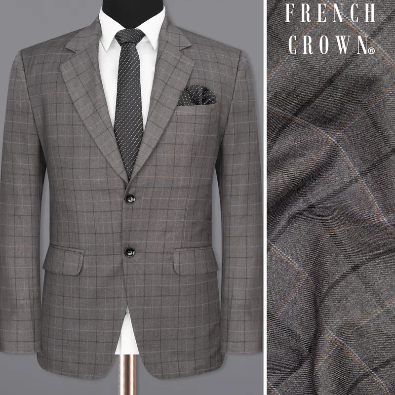 Scorpion Grey Super Fine Plaid Woolrich Blazer 1